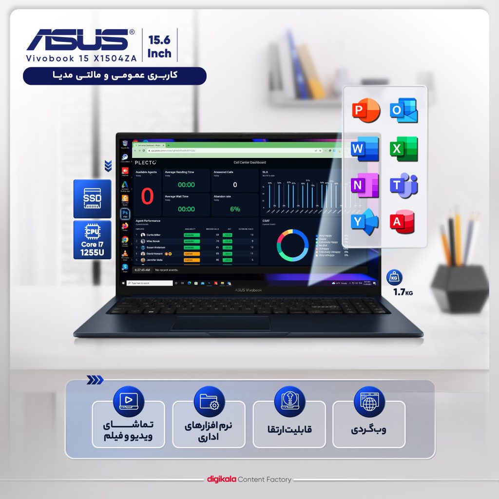 لپ تاپ 15.6 اینچی ایسوس مدل Vivobook 15 X1504ZA-NJ247-i7 1255U-8GB DDR4-512GB SSD-TFT